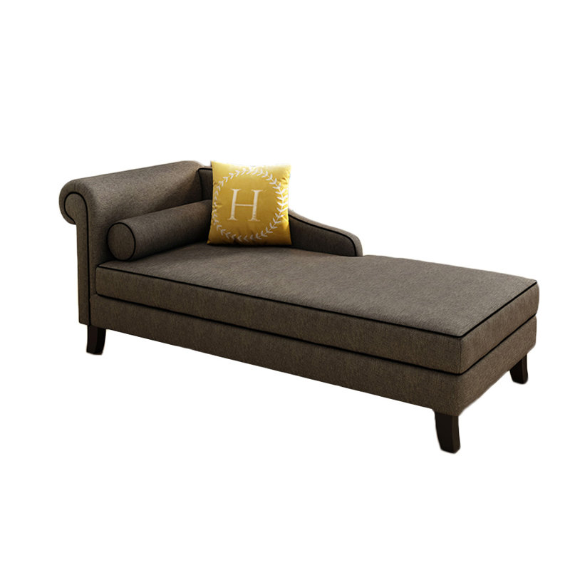 Chaise longue rembourrée Gibeon, Accoudoir à gauche (vu de face), Mélange de lin café foncé