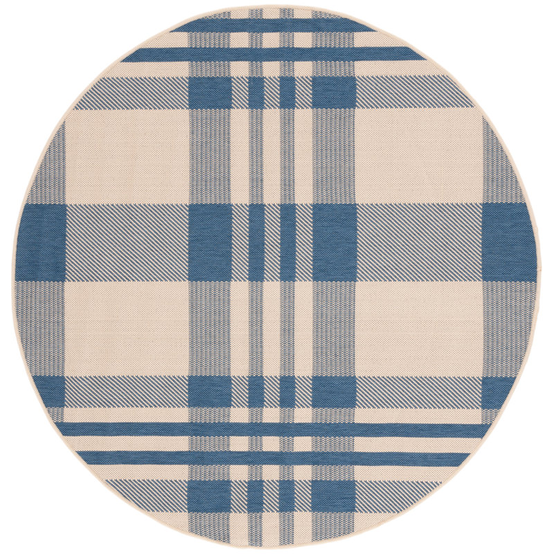 Debriana Performance Plaid Indoor/Outdoor Area Rug, Round 5'3"