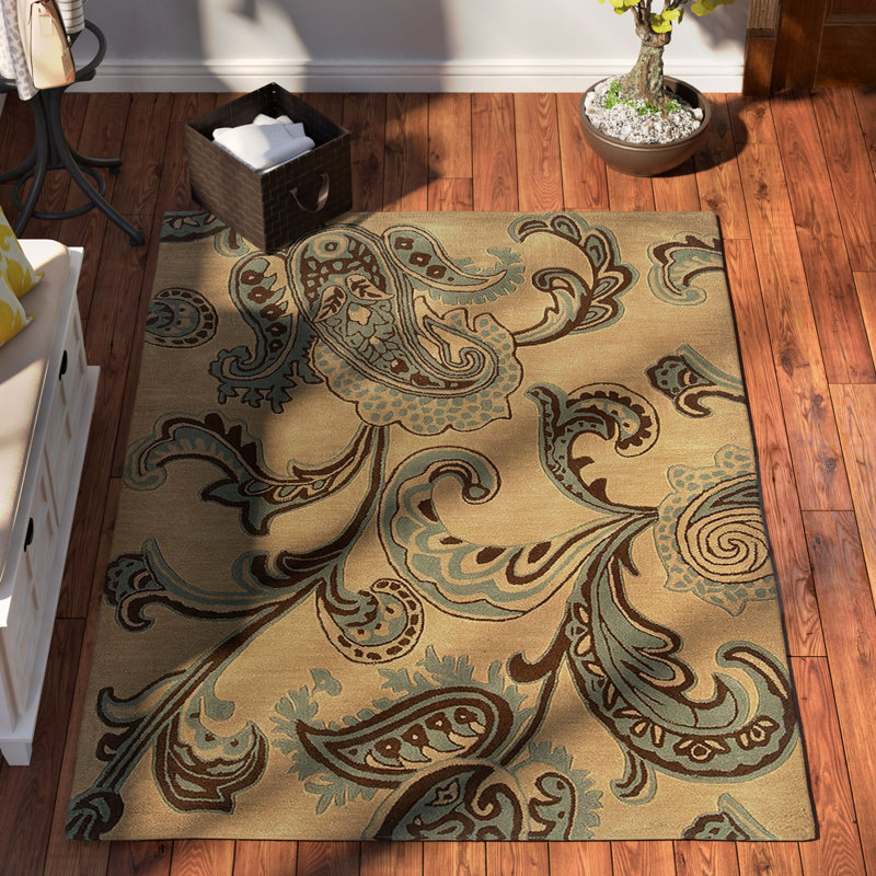 Equelle Hand Tufted Paisley Indoor Rug, Rectangle 5' x 7'