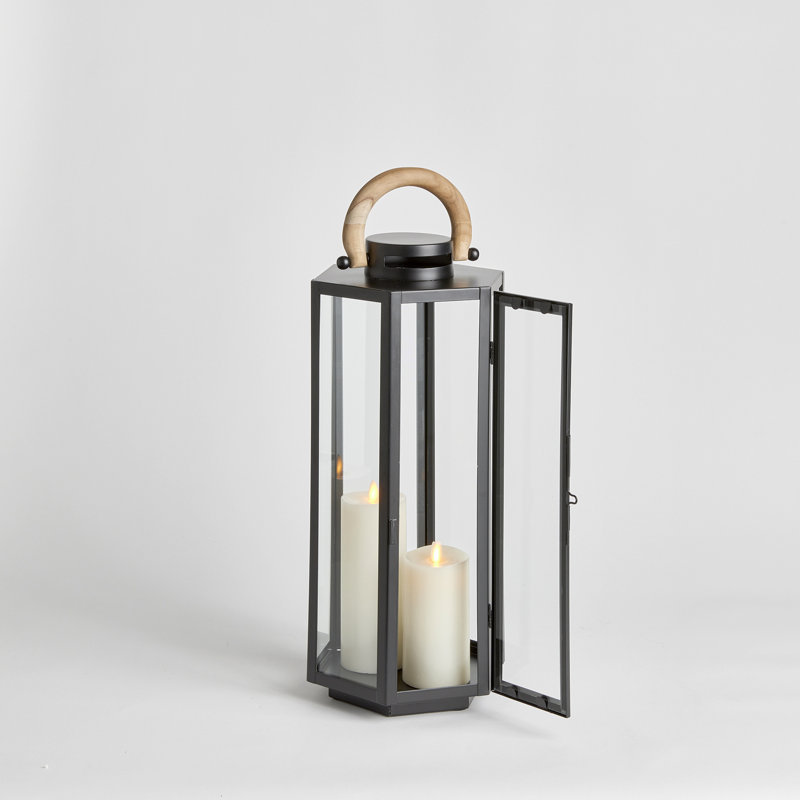 Lantern, 23" H x 8" W x 9" D, Black