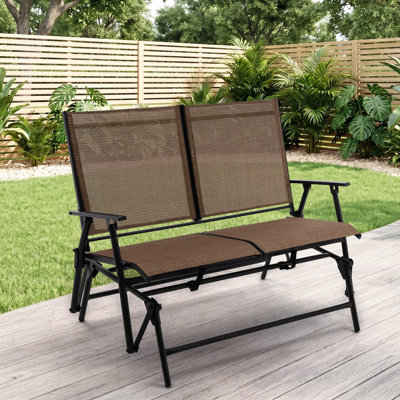 Banc oscillant pour 2 personnes, aucun assemblage requis, fauteuil coulissant en maille de patio avec structure en acier robuste, fauteuil coulissant résistant aux intempéries pour porche de jardin