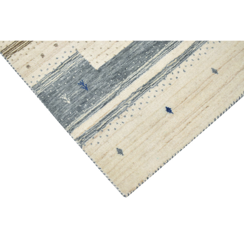 Hand Knotted Area Rug in Natural/Gray/Ivory, Rectangle 4' x 6'