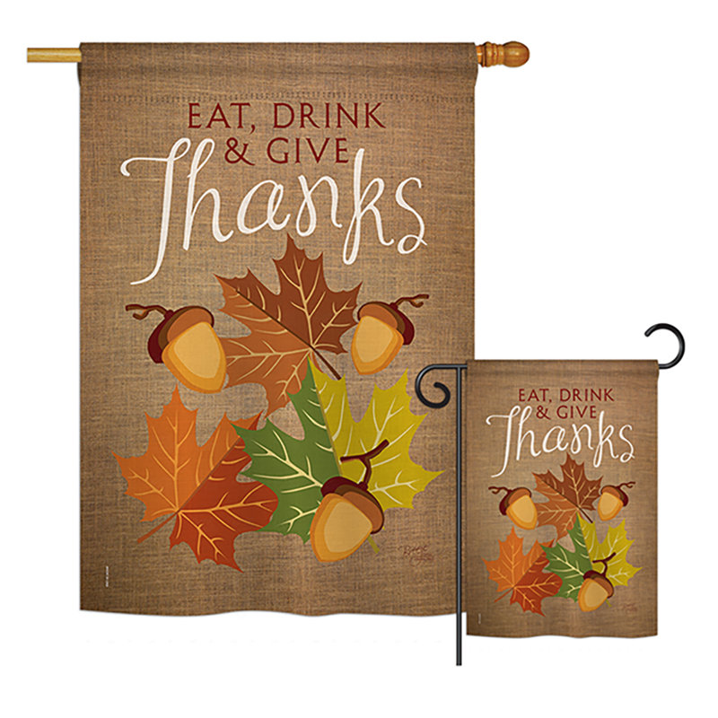 Double Sided Polyester Thanksgiving Flag Set