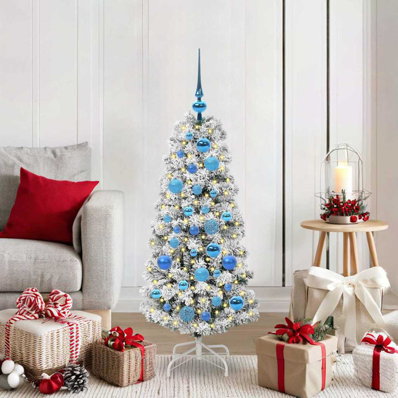 Artificial Hinged Christmas Tree Green and white, 3.94 ft