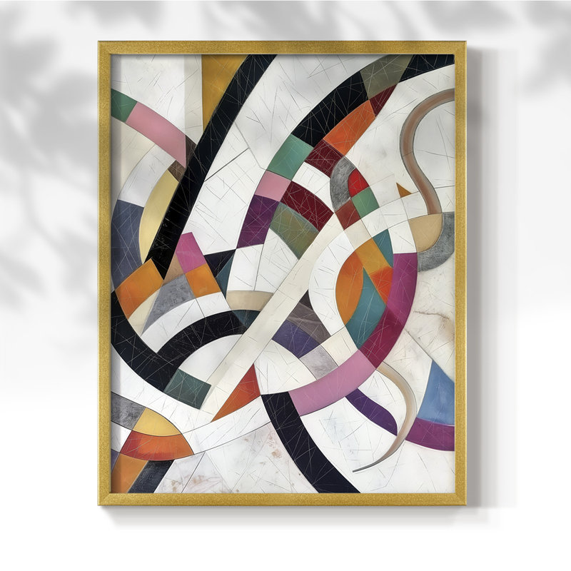 Série ABSTRACT LXIX - Impression encadrée de qualité supérieure - Prêt à accrocher - Aucun clou requis, Or, H 15 po x l 12 po