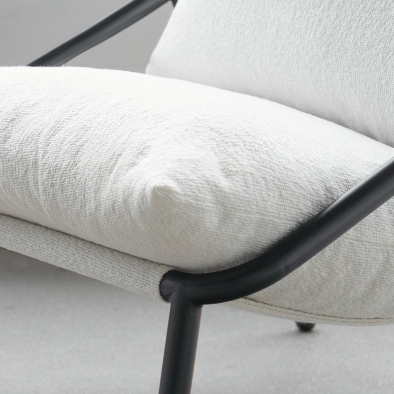 Ayatt Modern Metal Frame Sling Accent Armchair, Cream Boucle 100% Polyester