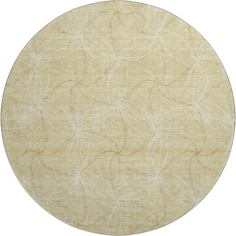 Premium Machine Washable Prisco Wheat Rug, Round 8'