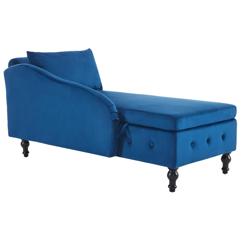 Balla Velvet Chaise Lounge, Blue