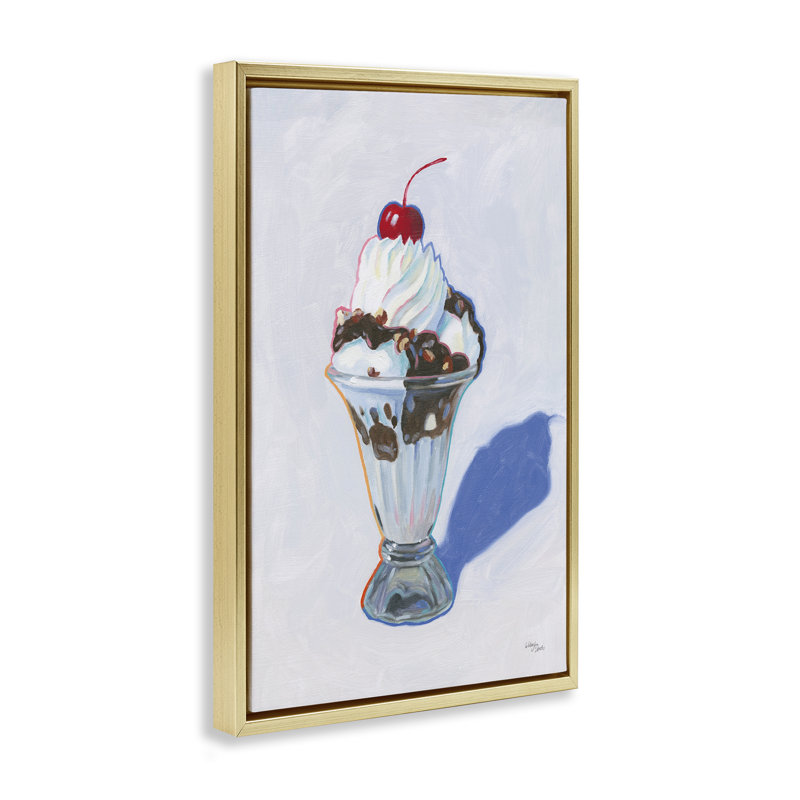 Toile flottante «Ice Cream Sundae» par Wellington Studio, H 25 po x l 17 po, Cadre flottant métallique doré