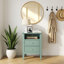 Ensemble de table de chevet cannelée à 2 tiroirs, vert moderne avec rangement, parfait pour les petits espaces et un décor élégant-133738293-133738296