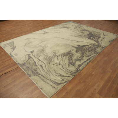 Tapis abstrait à motif de teinture végétale 7 x 10