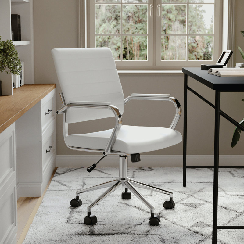Fauteuil de bureau pivotant avec accoudoirs Martha, Blanc