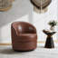 Fauteuil demi-tonneau pivotant en cuir véritable l 30 po-952332968