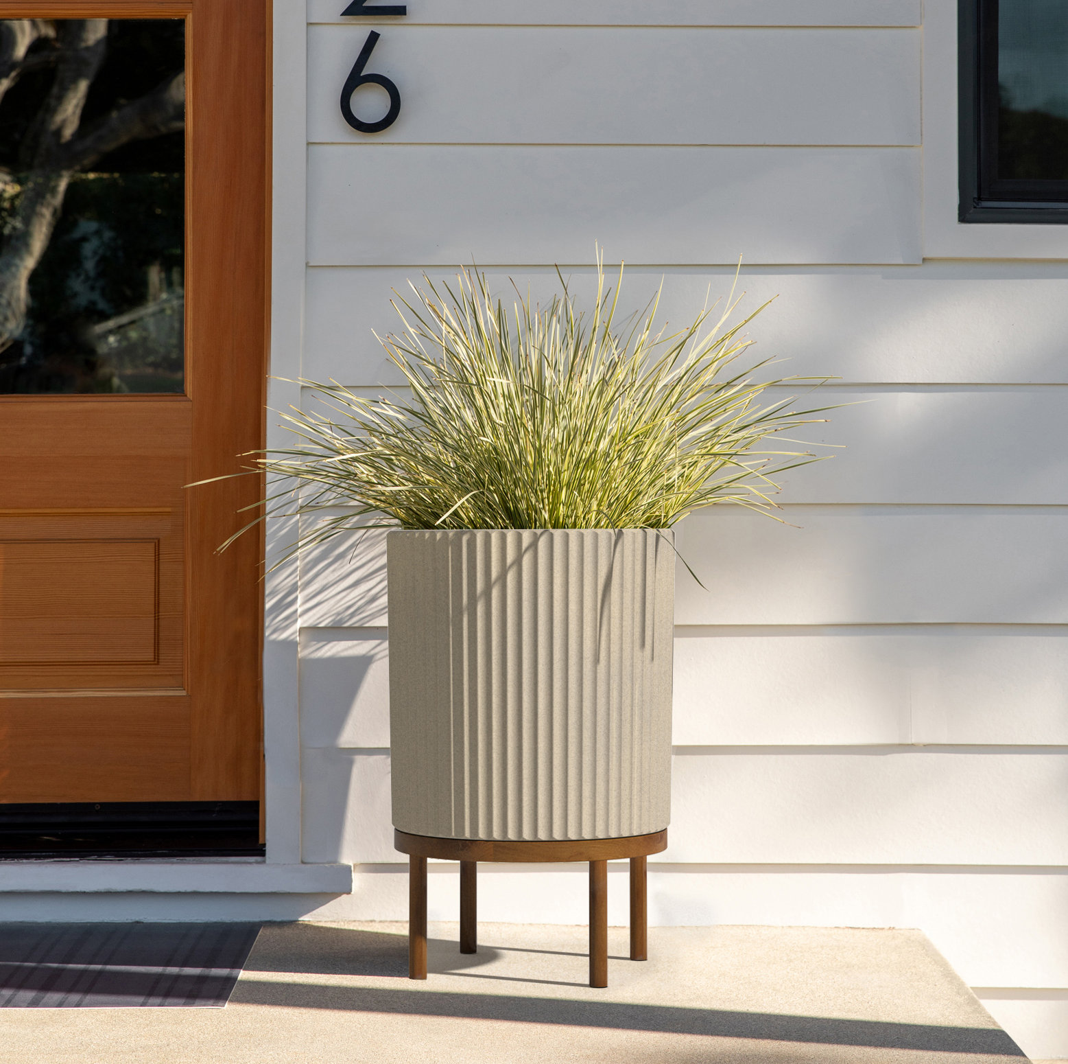 Demi Pot Planter, 1, Sand/Brown, 22" H x 14.75" W x 14.75" D