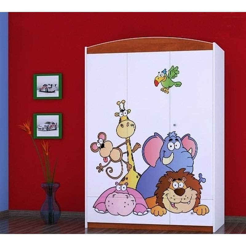 Hanish 3 Door Wardrobe, Red