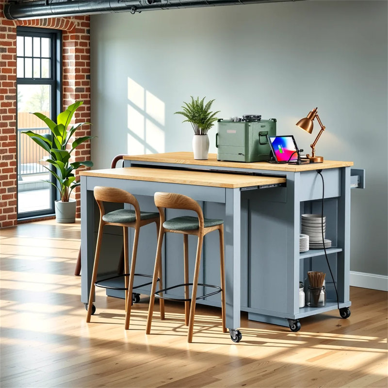 Lark Manor Kitchen Island With Extendable Dining Table - Wayfair Canada