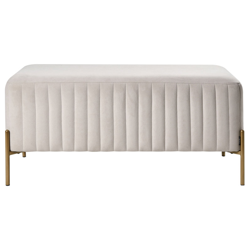 Benzant Velvet Upholstered Bench, White