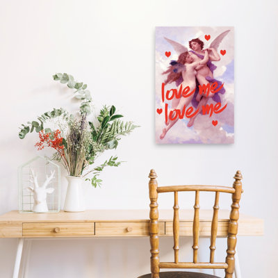 Love Me Angelic Embrace Dreamy Ethereal Playful Landscape Nature Wall Art Print 1 Piece Wrapped Canvas Wall Art
