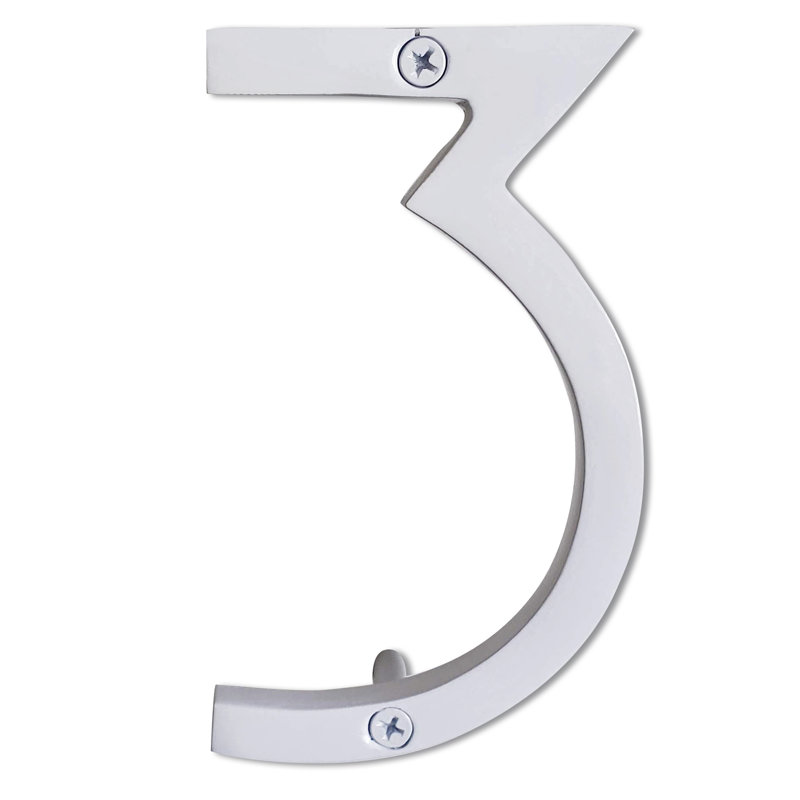 Numéro de maison en métal flottant, 6", Blanc, 3