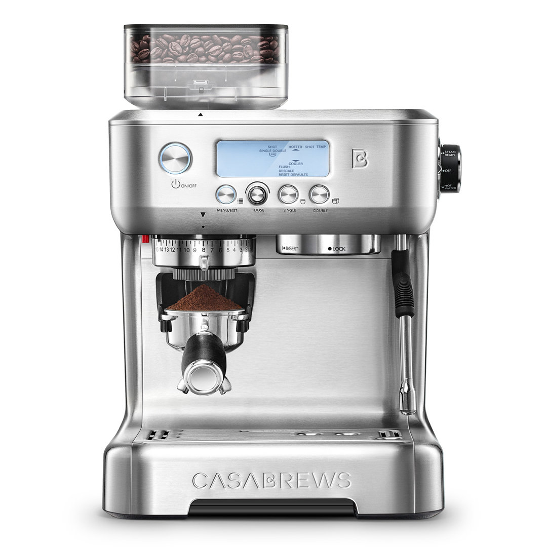 CASABREWS 5700PRO All-in-One Espresso Machine Coffee Maker with LCD Display Stainsless Steel CASABREWS