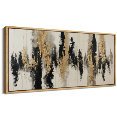 «Black Gold Abstract Design Art», reproduction d'art sur toile encadrée extra large