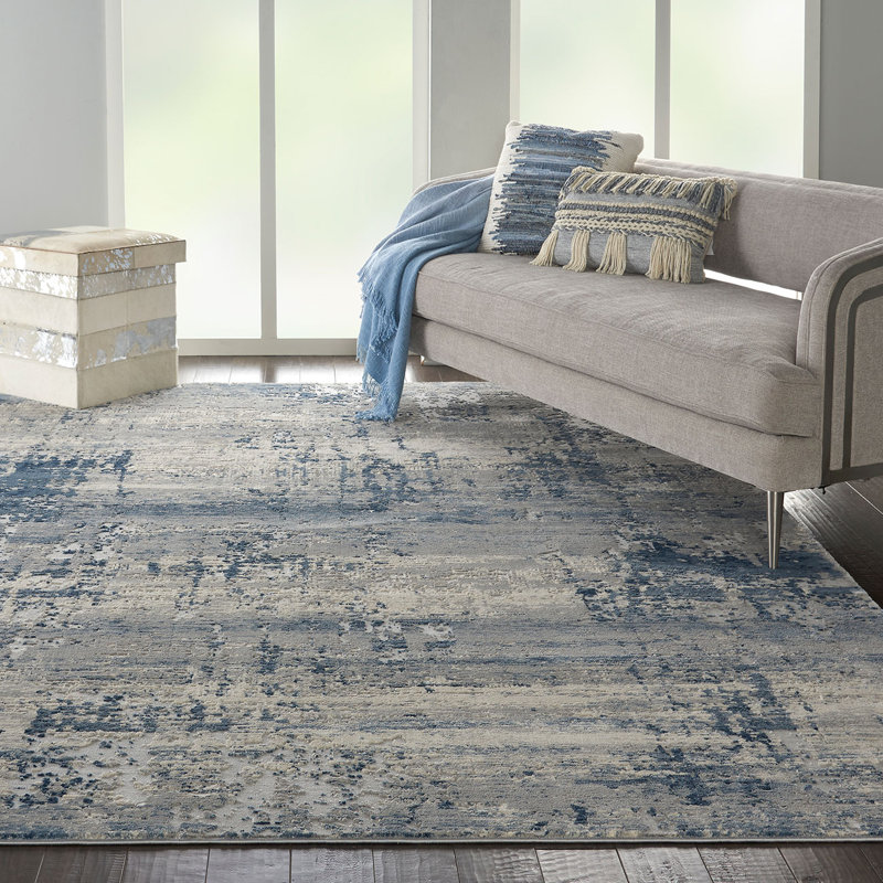 Blue Rug, Stain Resistant Rug With 10Mm Thickness, Luxurious Modern Rug For Bedroom, & Dining Room, Rectangle 160 x 221 cm
