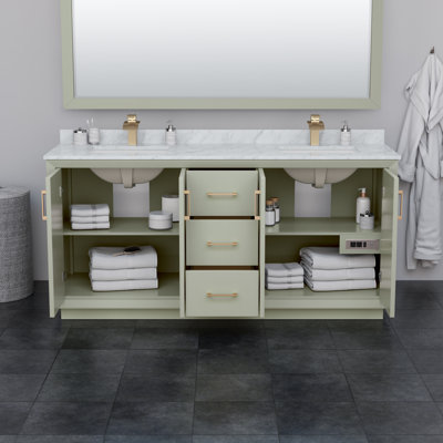 Strada 72" Freestanding Double Bathroom Vanity with Cultured Marble Top