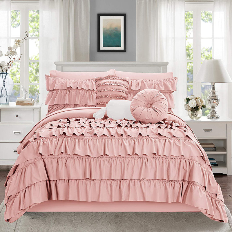Elegant Comfort Ring Stitch Comforter, King Comforter + 9 Additional Pieces, Dusty