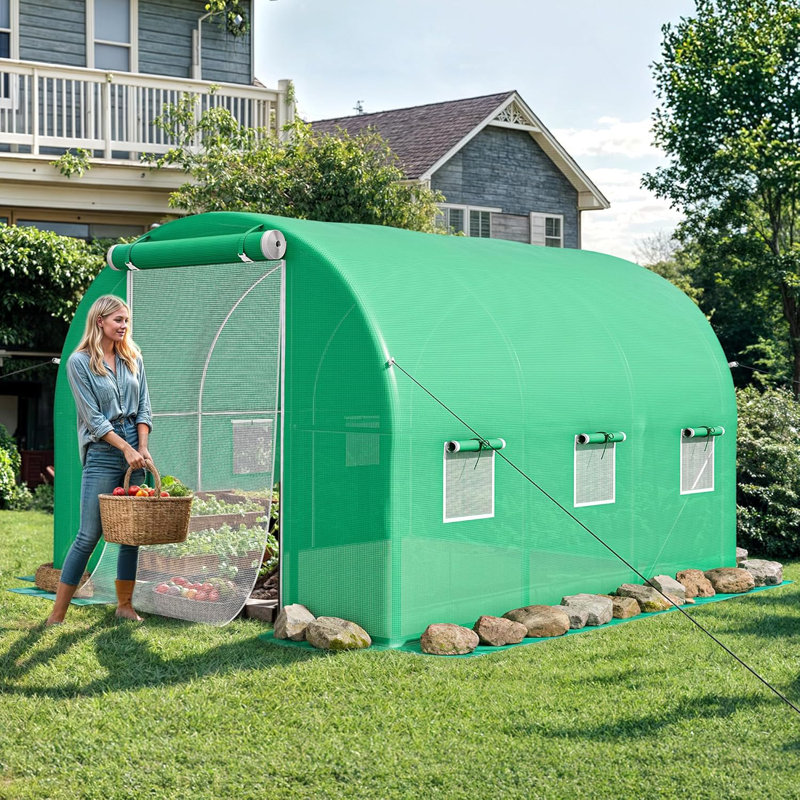 6.5Ft Greenhouses Heavy Duty Large Greenhouses Walk In Green Houses Tunnel Green House Outdoor Gardening Upgraded Galvanized Steel Ropes Zipper Doors