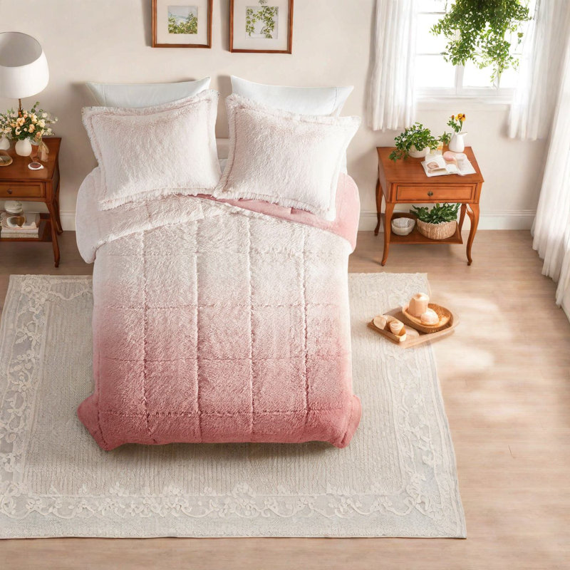 Ensembles de literie confortables à poils longs ombrés, polyester luxueux, confort moderne pour la maison