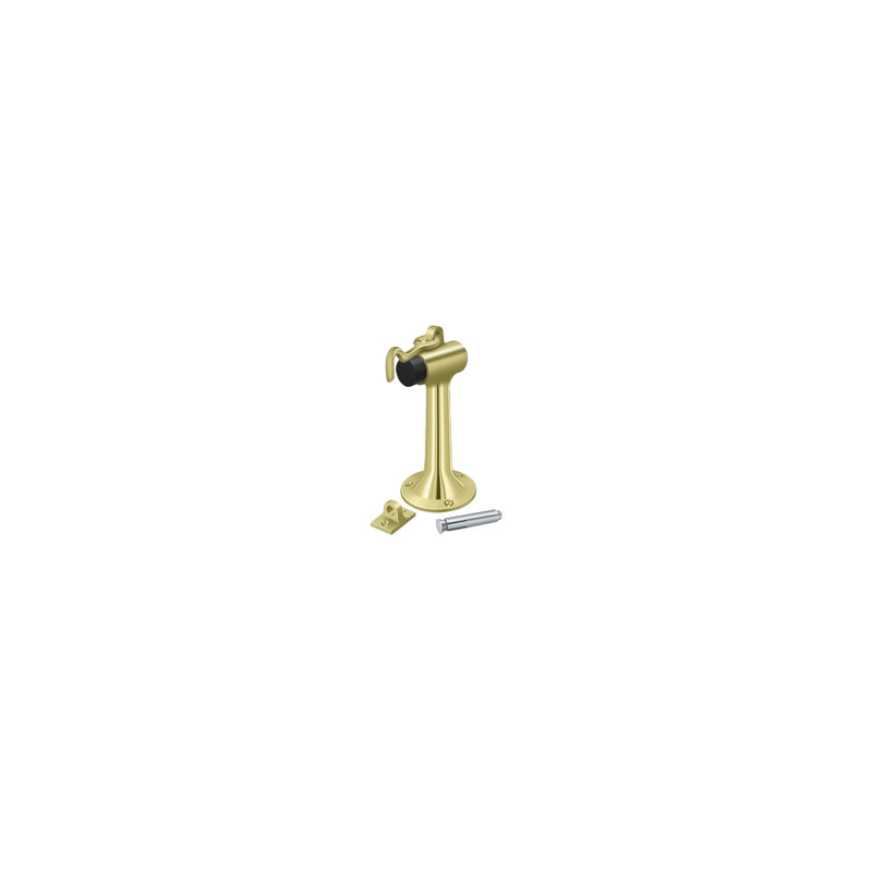 Deltana DSF630U3-UNL Floor Mount, 6" Bumper w/ Hook in Unlacquered Brass