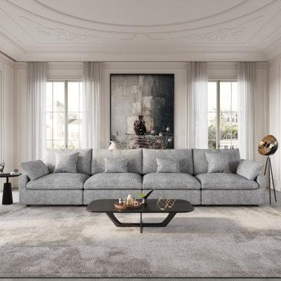 Kyna Upholstered 4-Piece Linen Slipcovered Sofa