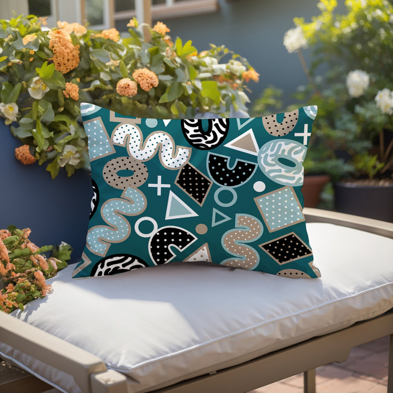 Coussin lombaire réversible intérieur / extérieur Zyra, Rectangle H 14 po x l 20 po, Émeraude