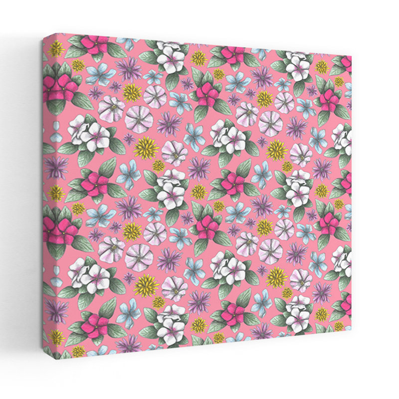 Art contemporain, art floral rétro, H 36 po x l 36 po