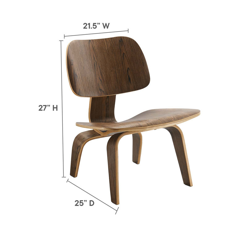 Curvatura 25" Walnut Plywood Sculpted Lounge Chair