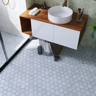 Carrara White 10.24 in. x 11.66 in. Hexagon Polished Marble Mosaic Tile