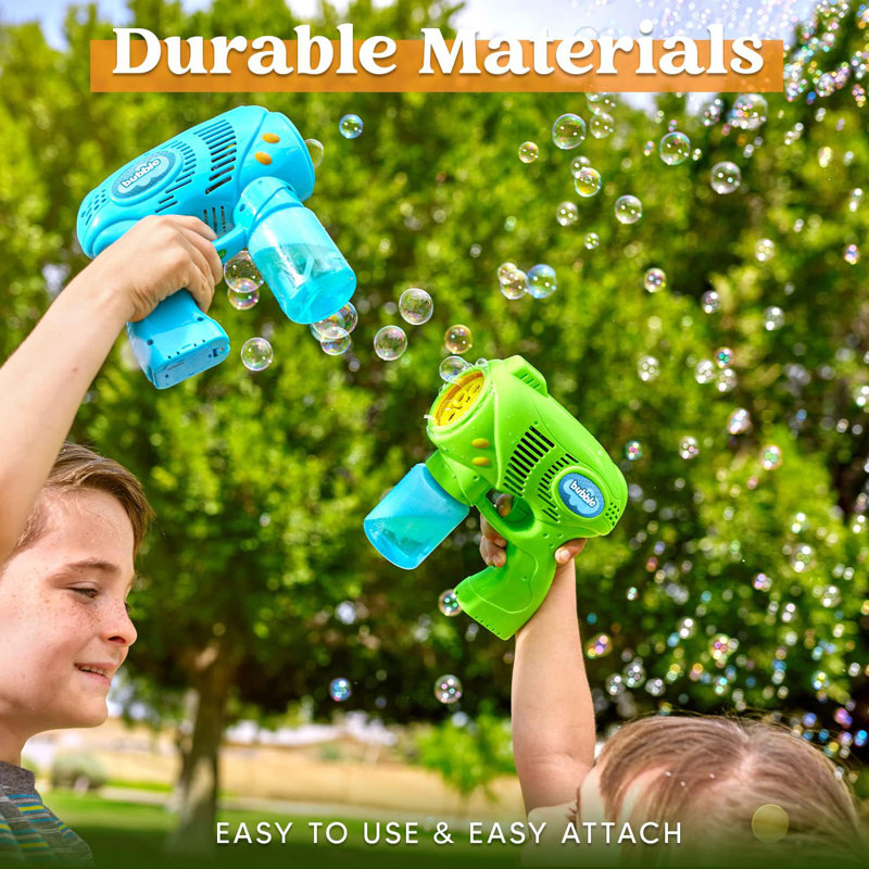 2 Kids Bubble Gun with 2 Bottles Refill Solution