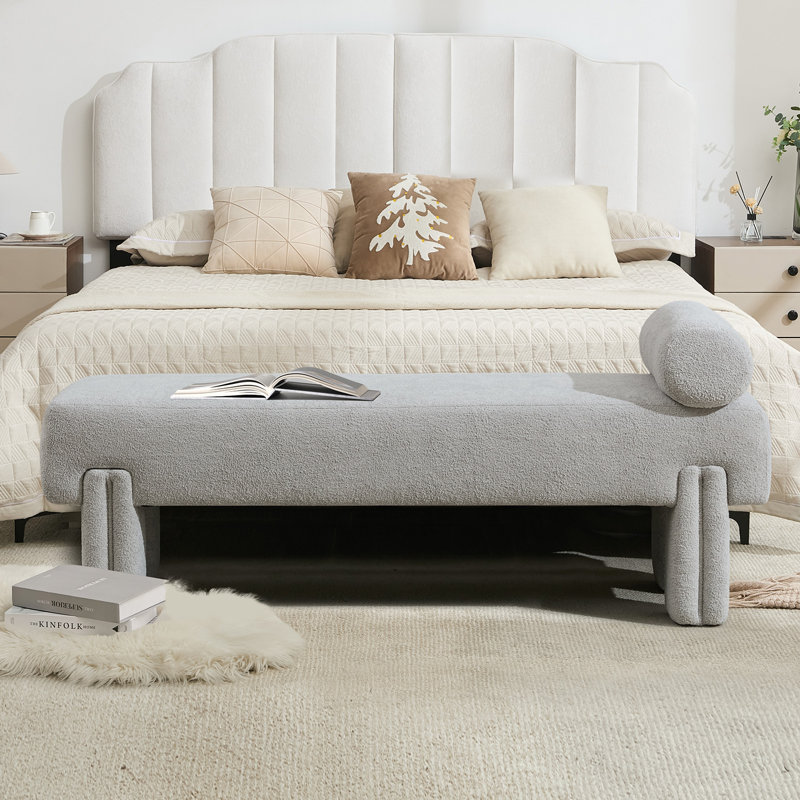 Bulwell 59.4" Long Upholstered bedroom bench, Gray
