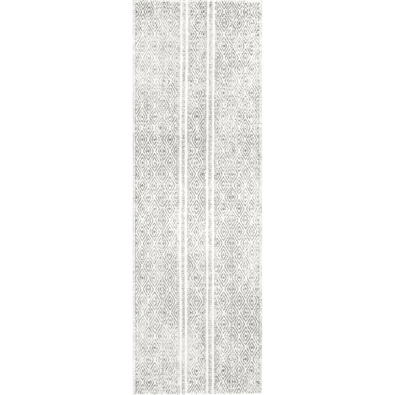 Warleigh Geometric Gray Area Rug, Runner 2'8" x 8'