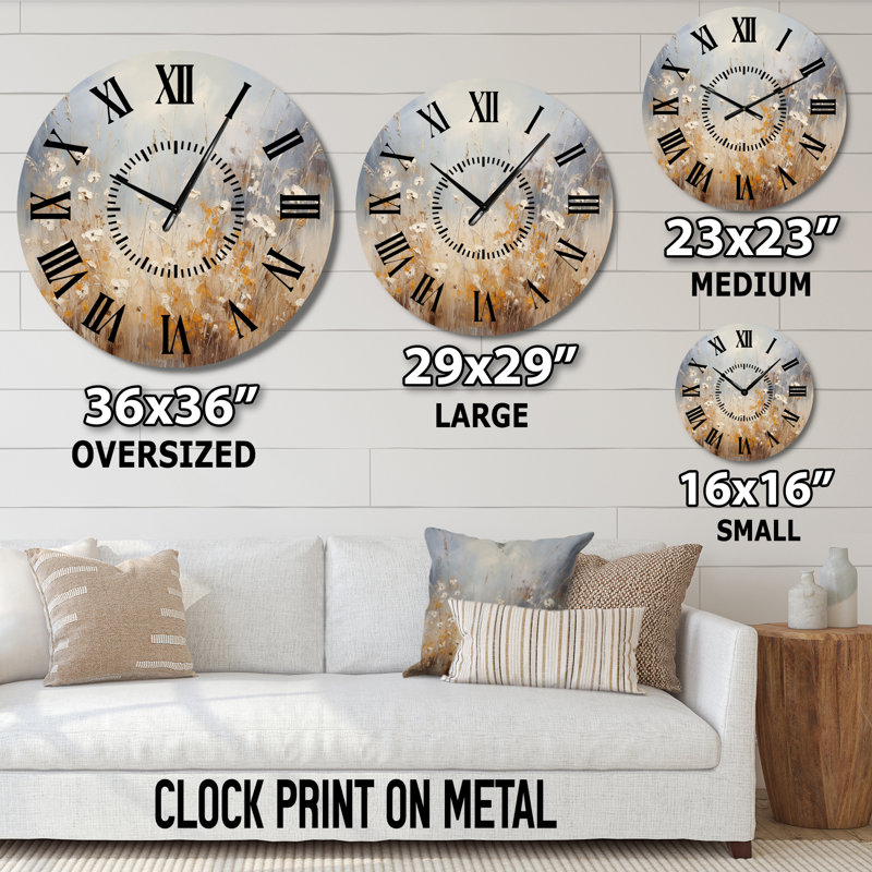 Horloge murale beige et grise Meadows Breeze - Meadow, Surdimensionné