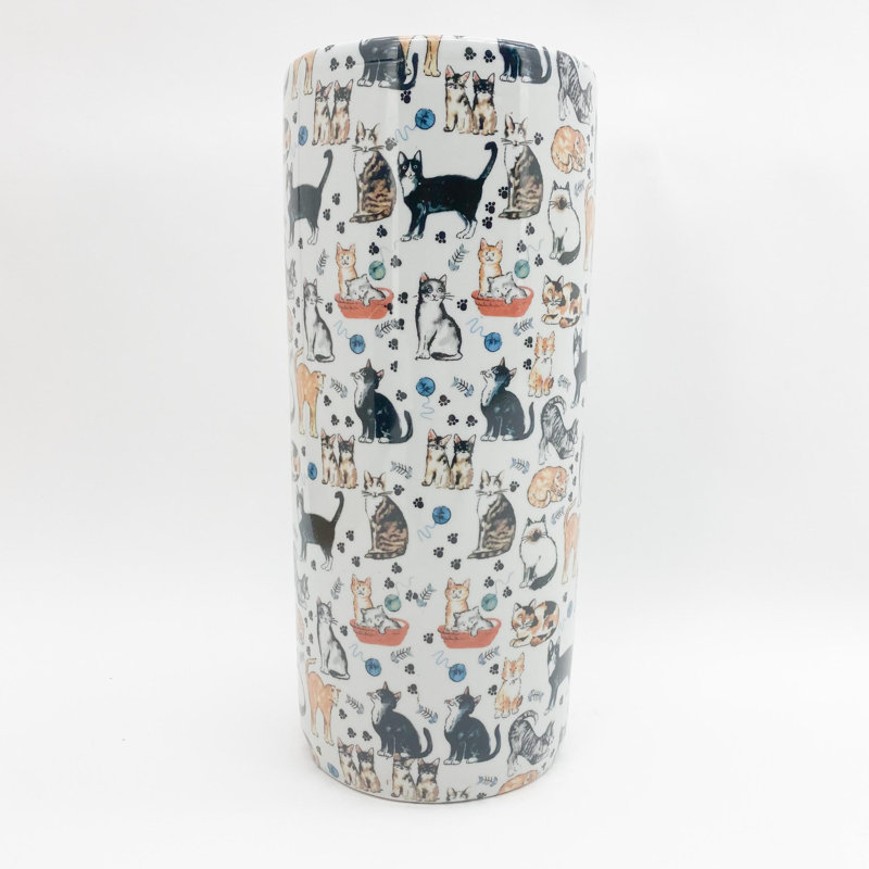 Cowen Hand-Finished Ceramic Freestanding Umbrella Stand – Vintage Glazed Design, Elegant Décor for Hallways or Entryways