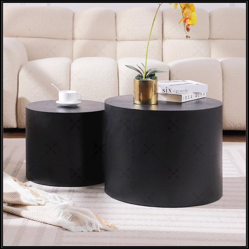 Panneau de fibres à densité moyenne avec placage, ensemble de 2 tables d'appoint / tables basses / tables de bout / tables gigognes pour le salon