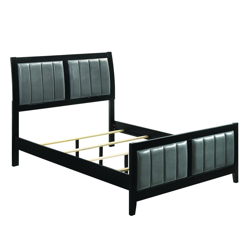 DeHond Vegan Leather Standard Bed, Queen, Cappuccino/Black
