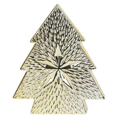 Décoration de Noël arbre de table en céramique texturée avec étoile