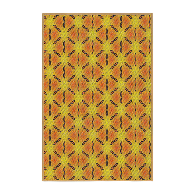 Tapis jaune/vert à motifs Pagar, Rectangle 5 pi x 7 pi