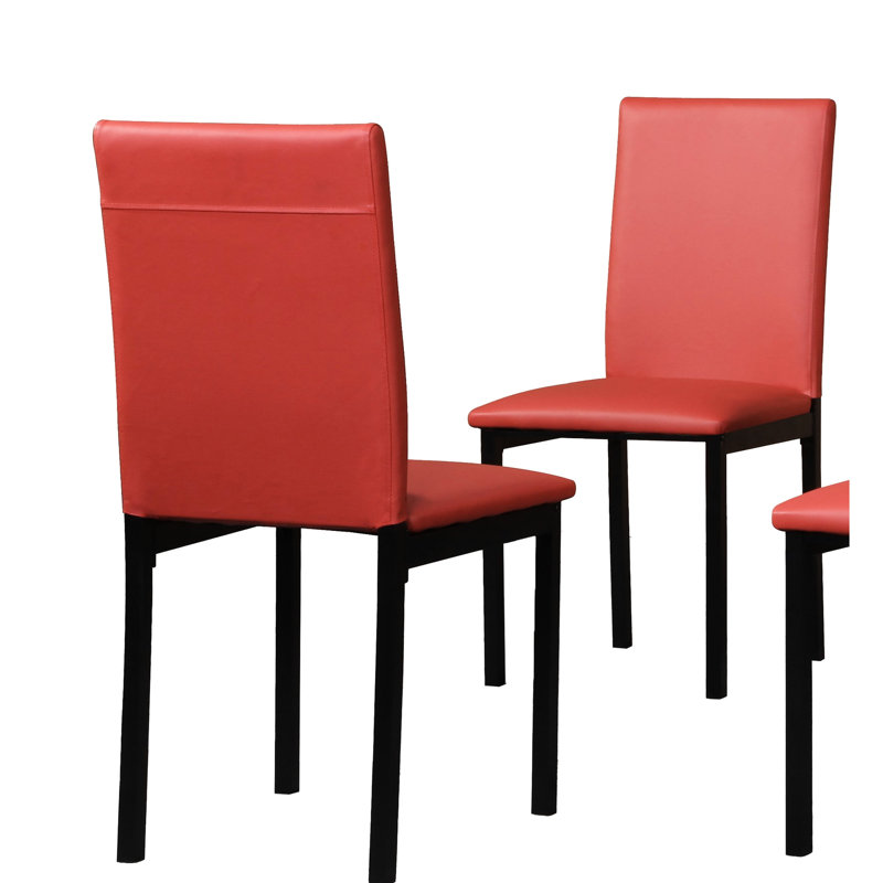 4 chaises de salle à manger avec sièges en similicuir rouge et cadres en métal - cadre de siège enchanteur, 4 unités fascinantes