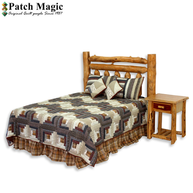 Courtepointe réversible en coton brun Heritage Cabin, Simple