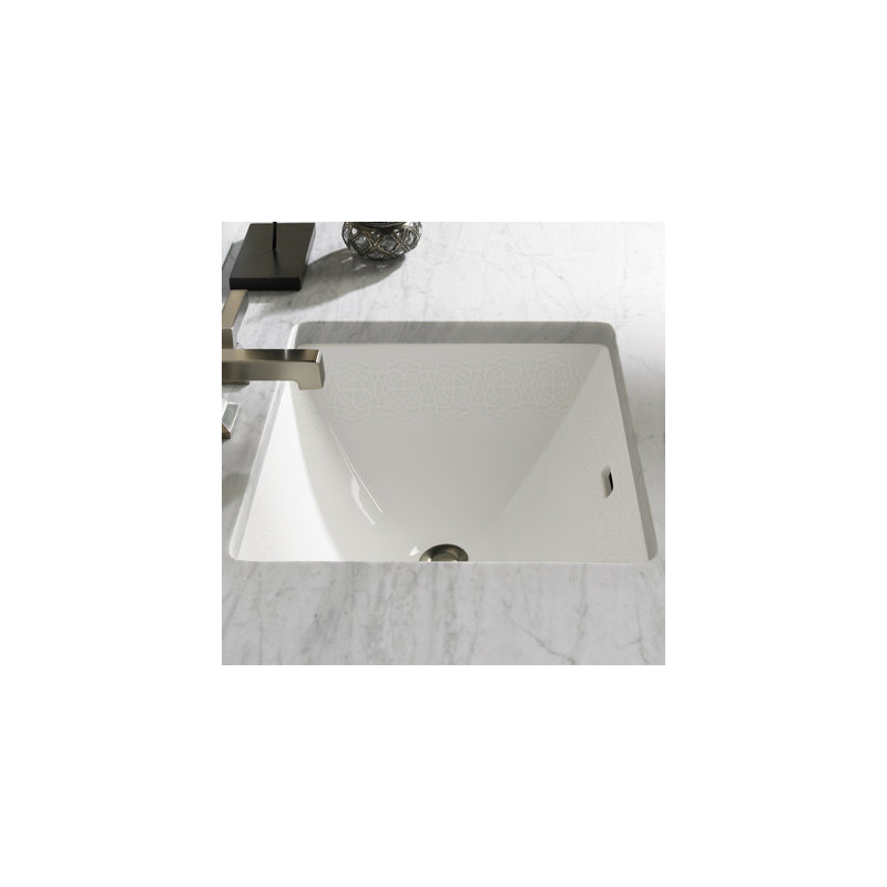 Waza® Vitreous China Rectangular Undermount Bathroom Sink, Cotton-Tiraz