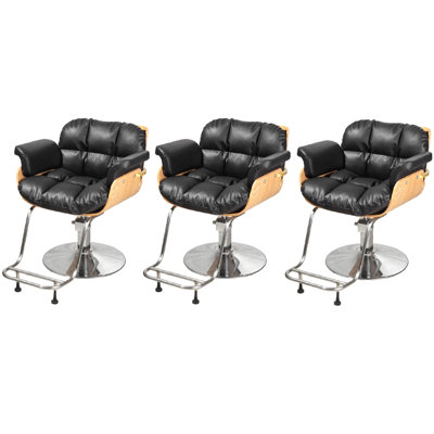 Salon Styling Chair, Hydraulic Barber Chair with Padded PVC Leather Seat & Wooden Back, Heavy Duty Chrome Base Beauty Salon Chair for Hair Stylist, Spa, Tattoo Shop & Reception Waiting Room