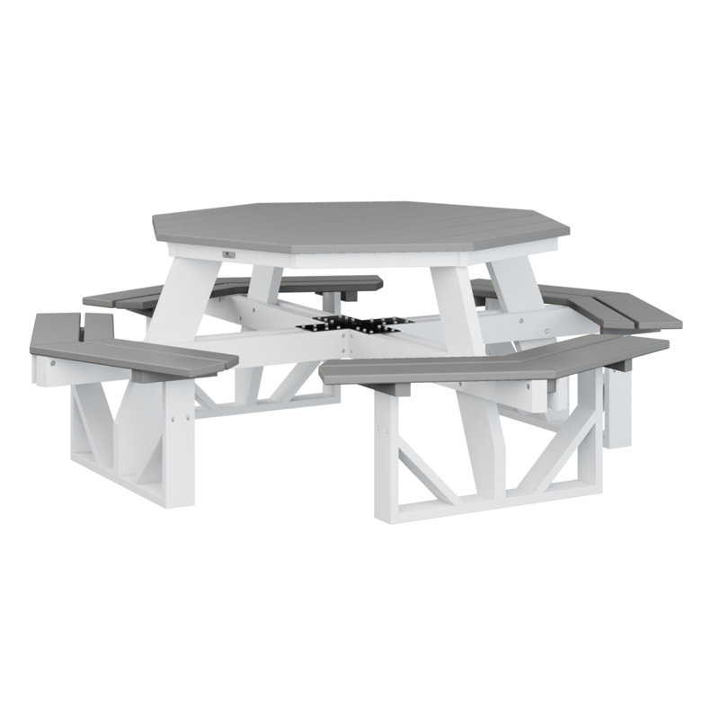 Table de pique-nique octogonale Berlin Gardens, H 29 po x L 85 po x l 85 po, Gris clair / blanc